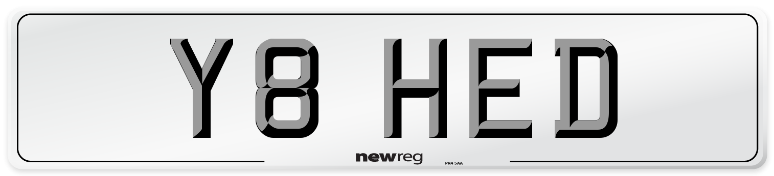 Y8 HED Number Plate from New Reg